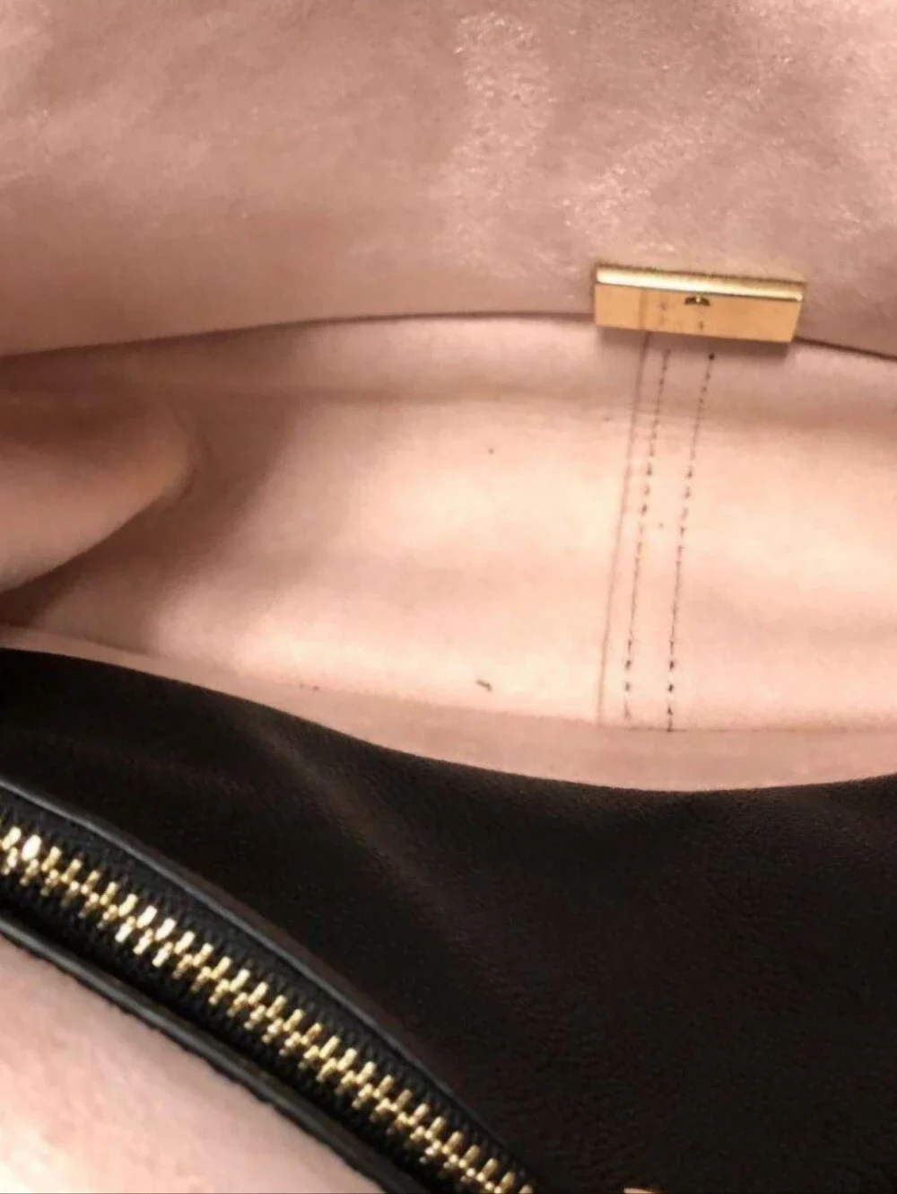 Kate Spade Black Leather Shoulder Bag with Pale Pink Strap and Tassel